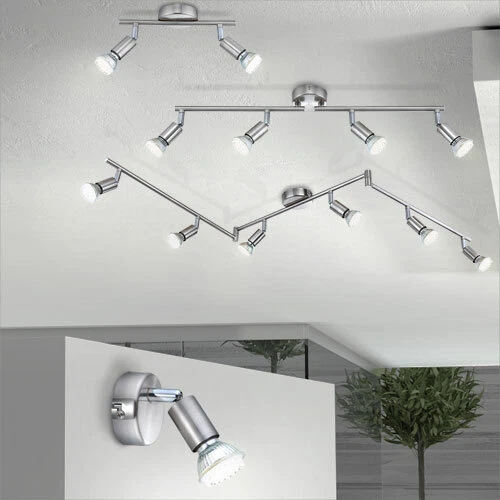 LAMPADA PARETE SOFFITTO Binario Faretti Spot LED Orientabile Nichel EUR ...