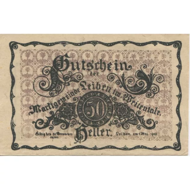 [#285216] Banknote, Austria, Leiben, 50 Heller, château, 1920, UNC Mehl:FS 50