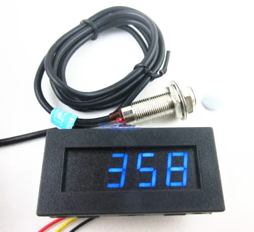 Digital Blue LED Tachometer RPM Speed Meter + Hall Proximity Switch Sensor NPN