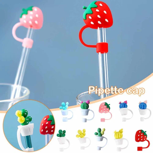 Cubierta de puntas de paja de silicona hermosas tapas de paja reutilizables de dibujos animados