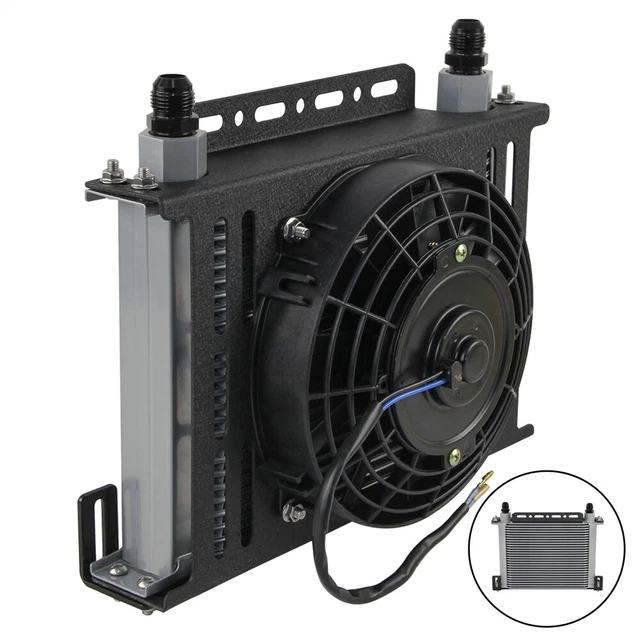 Universal 30 Row Engine Transmission 8AN Oil Cooler 7" Electric Fan Kit-in Oil - Foto 4