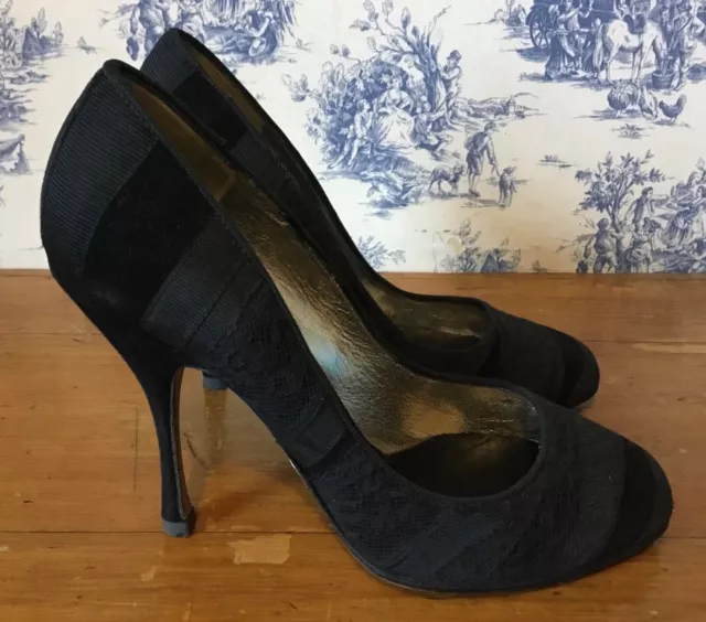 Ladies Dolce & Gabbana Black Suede Stiletto Heeled Court Shoes Size 37 U.K 4