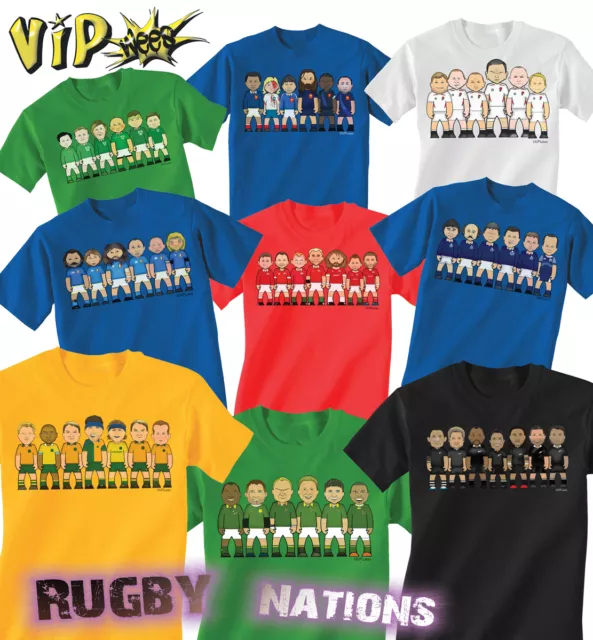 VIPwees Enfants Coton Bio T-Shirt Garçons Filles Rugby Legendes 6 / Trois