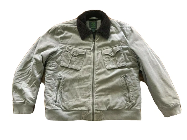 Timberland Front Faux Sherpa Shearling Collar Insulated Corduroy Coat Jacket XL