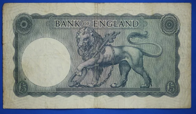 1961 Bank of England, BOE Five pounds, O'Brien, Prefix "K15" £5 banknote [23502] 2