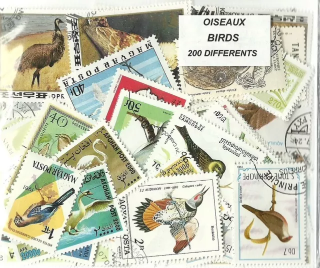 Lot 200  timbres thematique " Oiseaux "