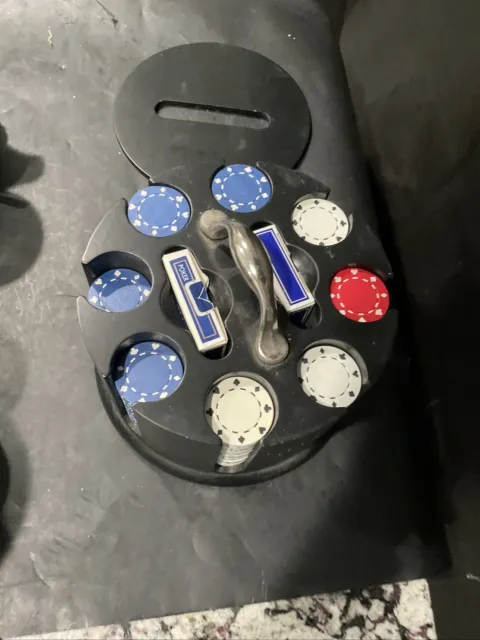 bicycle poker chip set red whir blue in round case with cards