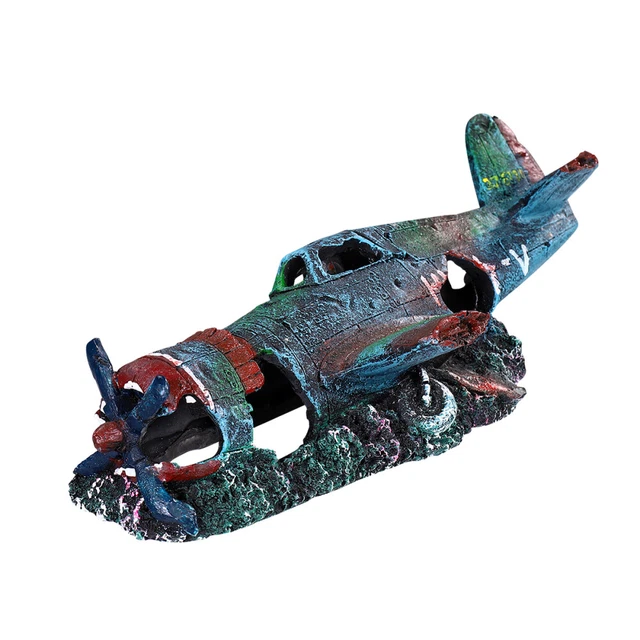 Aquarium Plane Fish Tank Ornament Decorations Ornaments Cave Decorate