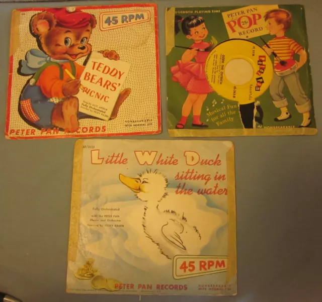 Vinilo vintage 1953 Teddy Bears, Little White Duck, Peter Pan POP años 45 (discos)