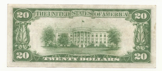 1934 $20 Dollar Bill Federal Reserve Note FRN New York Lime Green Seal 827A-KNM 2