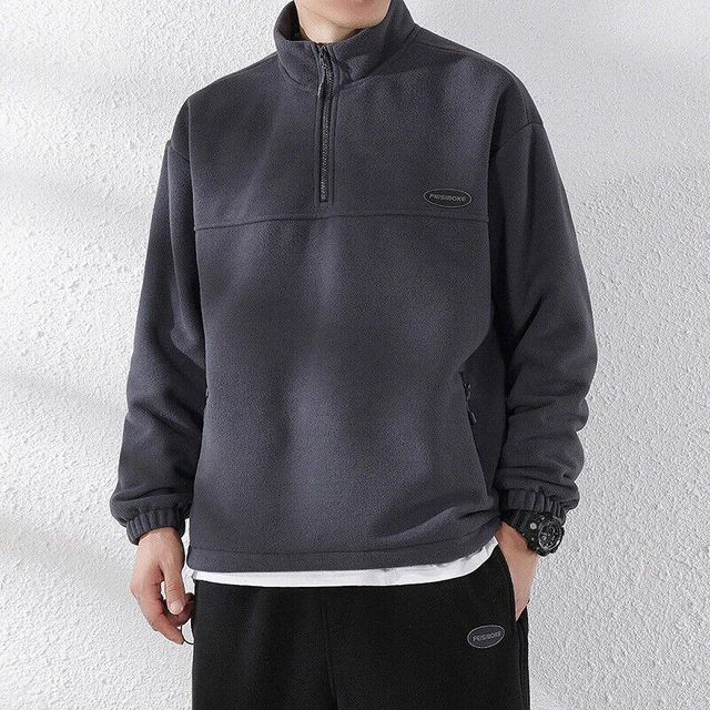 Mens Outerwear Lightweight Warm Long Sleeve Jacket Full-Zip Polar Fleece Coat