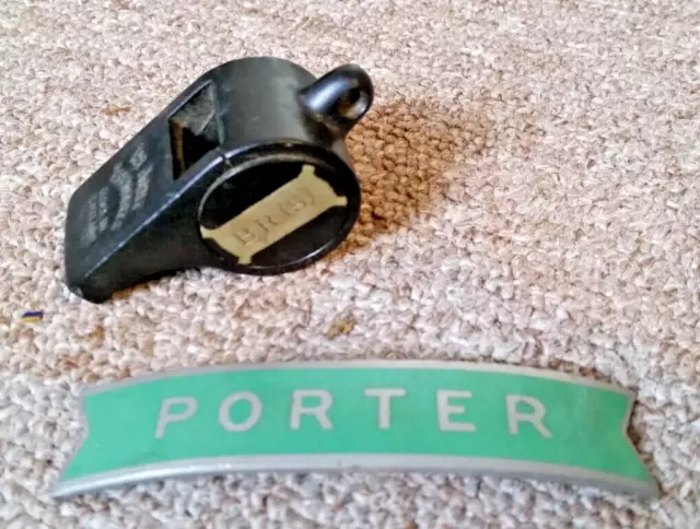 Porter Enamel badge and Acme British Rail (Southern) Whistle