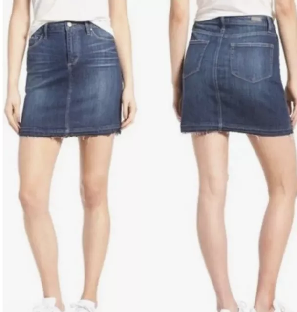 Paige Elaina Raw Hem Denim Skirt in Dabney M 30