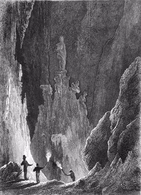MASSIF du THAURAC - CAVE des DEMOISELLES, SAINT-BAUZILLE-du-PUTOIS - engraving 19th century