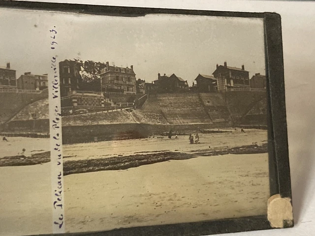 Antigua Foto Placa De Cristal Villerville El Pelícano 1923 Calvados Normandia