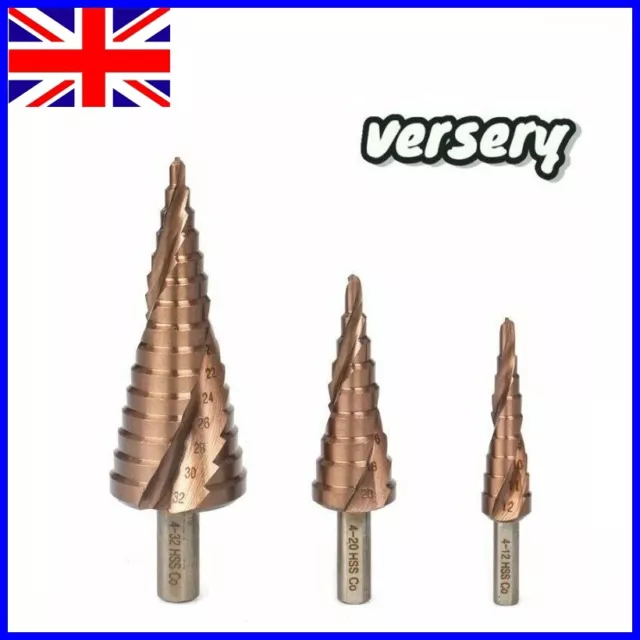 HSS M35 Cobalt Step Core Drill Bit 4-12/4-20/4-32mm Triangle Shank Spiral Groove