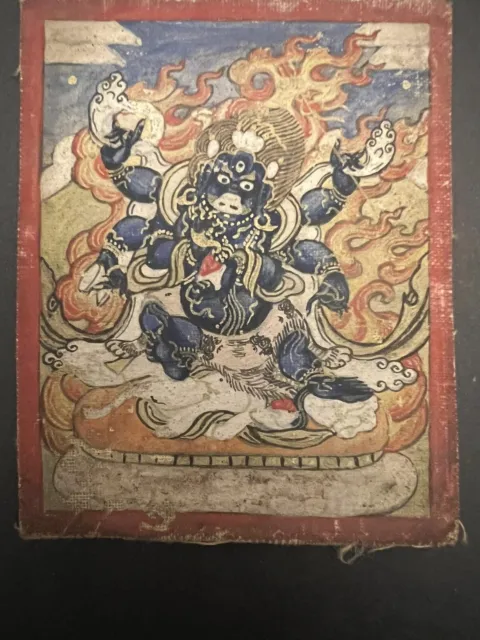 Antique  Mongolian Tibetan Buddhist Small Thangka  Painting