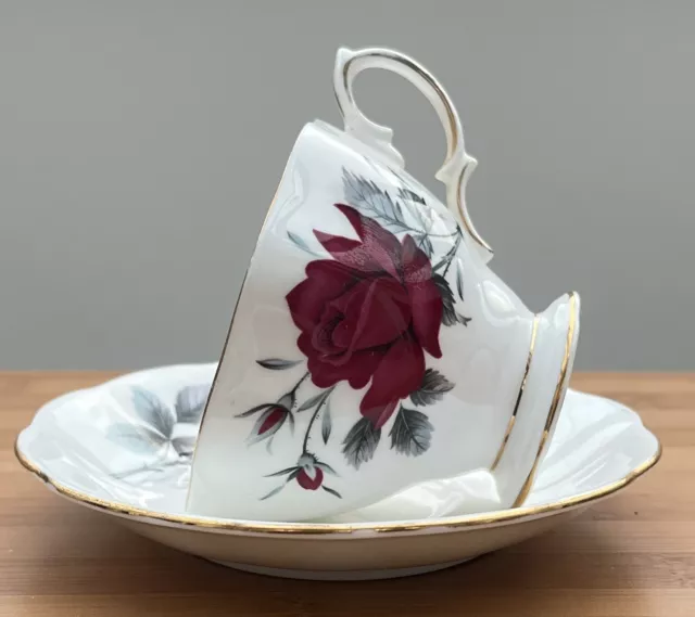 Royal Albert “Sweet Romance” With Red Roses Bone China Tea Cup & Saucer Romantic