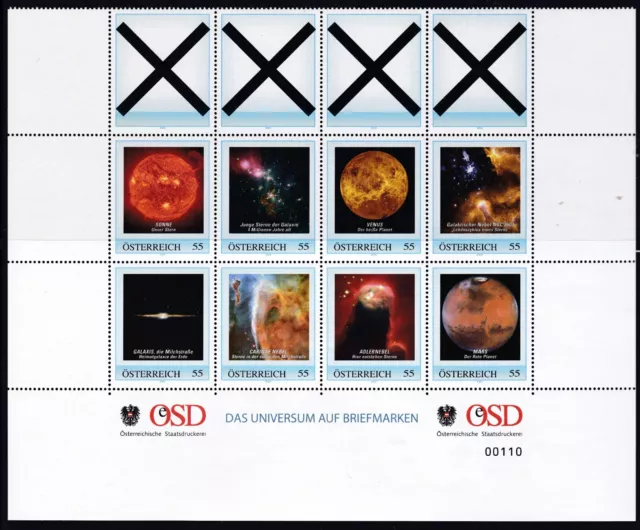 Personalisierte Edition Das Universum auf Briefmarken ½ Bogen Postfrisch ** MNH