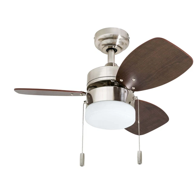 30-inch brushed nickel small 3-blade LED ceiling fan light