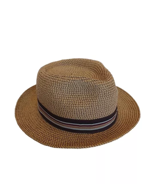 San Diego Hat Company Fedora Hat S/M Paperbraid Straw Woven Striped