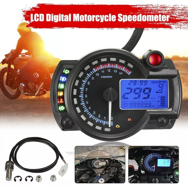 15000rpm Motorcycle Universal LCD Digital Speedometer Tachometer Odometer G-wf