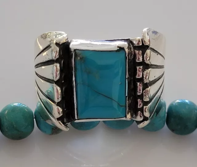 Old Pawn Vintage Handmade MENS Navajo Sterling & Turquoise Ring Size 10
