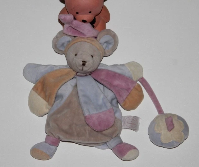 DOUDOU et COMPAGNIE SOURIS COLLECTOR MARIONNETTE MAUVE ROSE PETALE NEUF