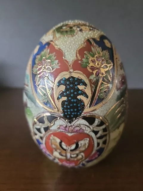 Decorative Enamel Hand Painted Oriental 4" Ornamental Egg*Beautiful Gold Gild