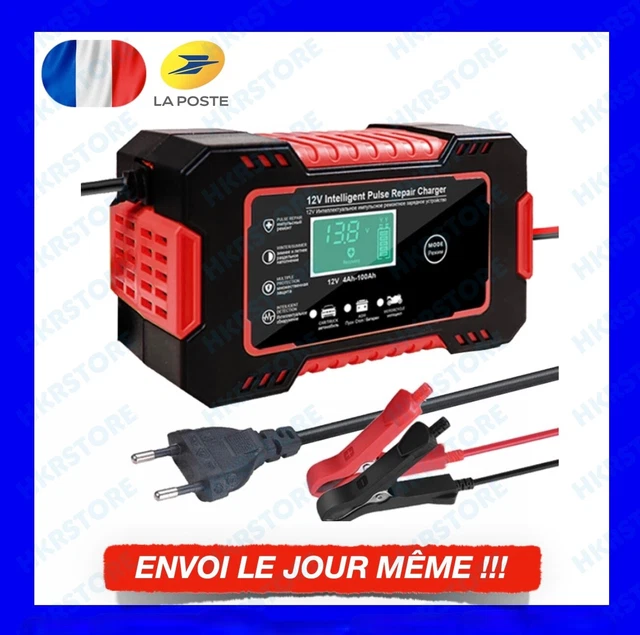 CHARGEUR DE BATTERIE DE VOITURE 12V 6A Auto Moto LCD Numérique Intelligent