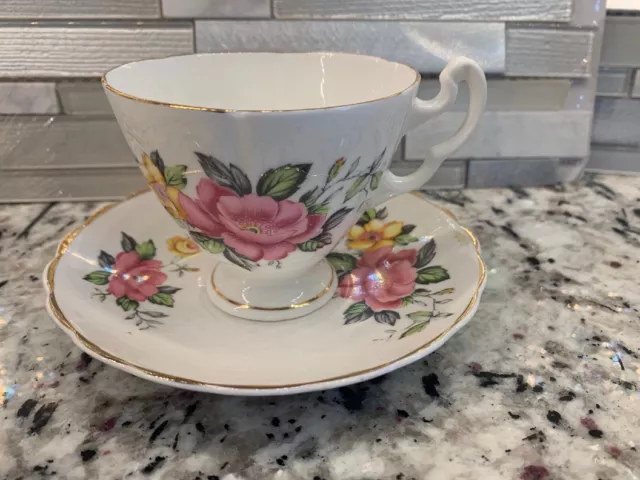 Hamilton Tea Cup & Saucer Blue Flowers Floral Pattern Fine Bone China