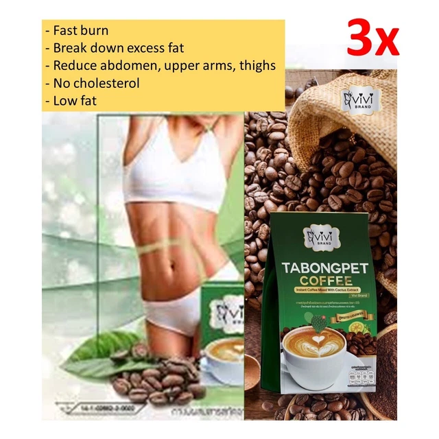 3X VIVI Quemar Grasa Café Cactus Tabongpet Extracto Rápido Delgado Sin Azúcar Instantáneo