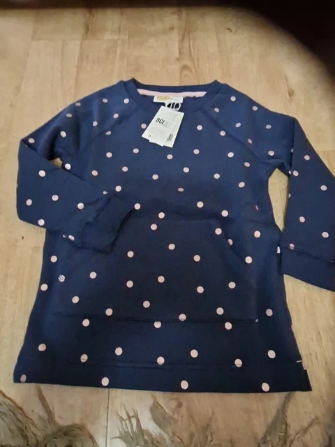 Felpa Boden Ragazze, Blu Navy, Rosa, Macchia, Età 4-5 Nuova con etichette