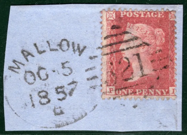 GB Ireland QV PENNY RED SG.40 Piece MALLOW SPOON 1857 Irish Type {samwells}RBR25