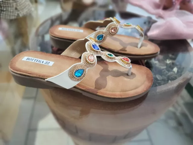 SANDALI DONNA CON Pietre Colorate Lu01 Infradito Gioiello Bianco Estate 2024 EUR 34 00 PicClick IT