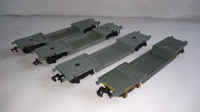 4 x Hornby Dublo D1 40 Ton Bogie well wagons WELTROL