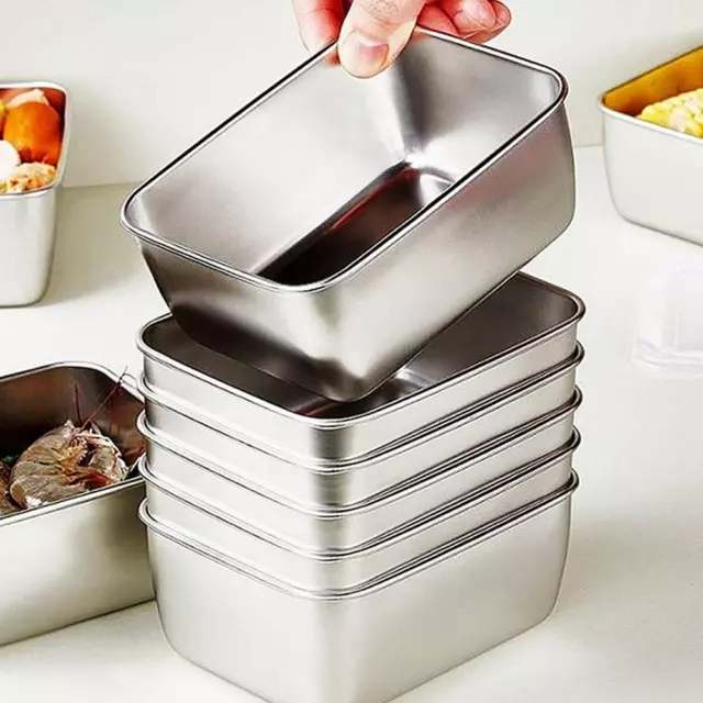 Stainless Steel Refrigerator Food Storage Box with Lid Prepare Food Picnic Box.