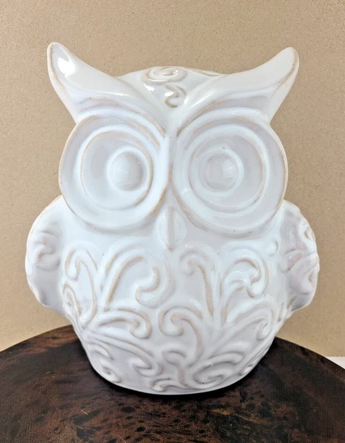 Unbranded Vintage Style Porcelain distressed White Owl Figurine 9.5" Hight