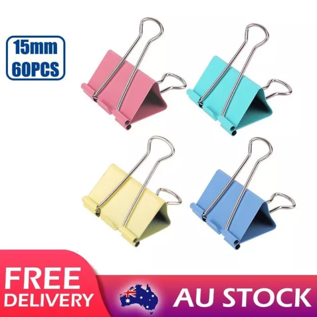 1 Pack of 60 Deli Foldback Clips Color Steel Binder Bulldog Clip Paper Bind 15mm