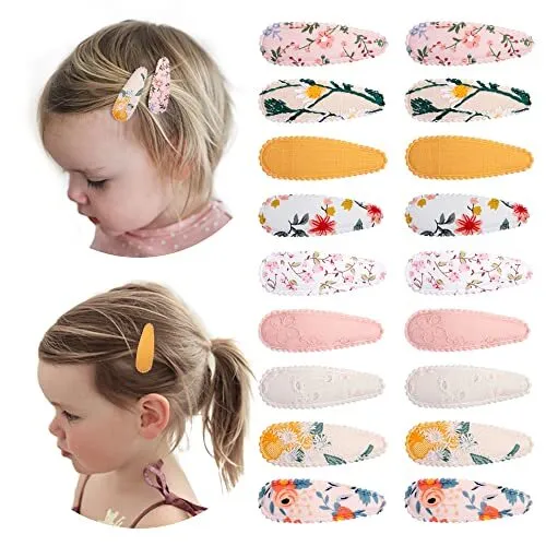 18 Pcs Girl Hair Clips Floral Print Toddler Hair Clips Non Slip Wrapped Snap ...