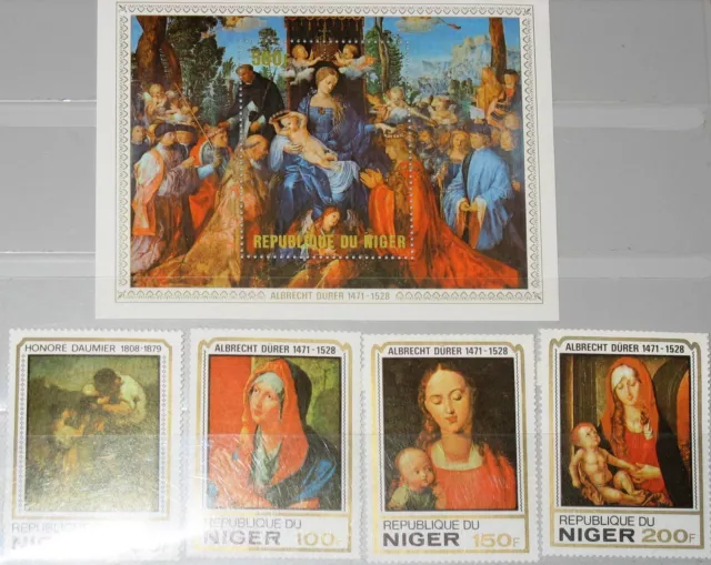 NIGER 1979 650-53 Block 22 462-466 Albrecht Dürer Religious Paintings Kunst MNH