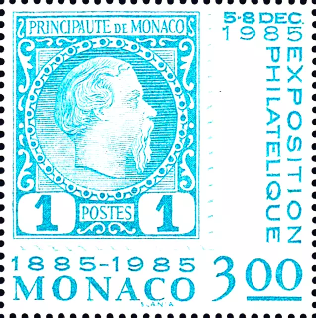 1679 postfrisch MNH Monaco 1985 Briefmarkenausstellung Stamp on Stamp Nummer 1