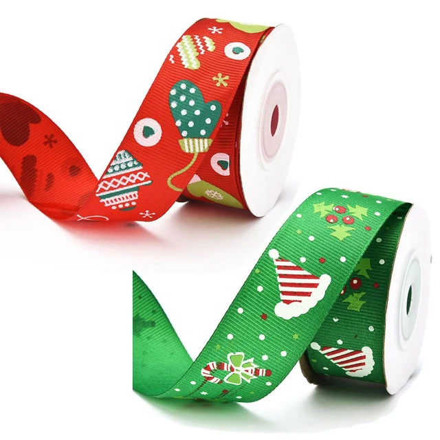 DIY 25mm 10 Yards Gift Box Wrapping Christmasn Ribbon Grosgrain Ribbons Xmas
