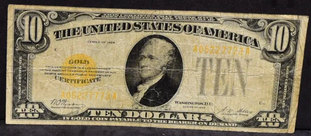 1928 $10 Small Gold Certificate (G-315)