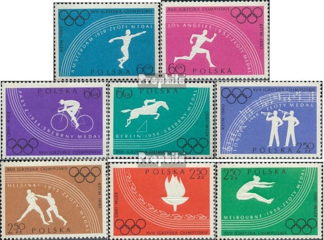 Briefmarken Polen 1960 Mi 1166A-1173A postfrisch Olympische Spiele