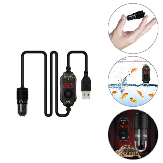 Mini Aquarium Fish Tank Heater USB Heating Rod Submersible Thermostat Heater