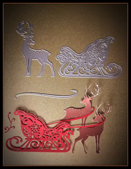 Stunning Santa's Sleigh & Reindeer Metal Cutting Die,Stencil,Crafts,Card Making