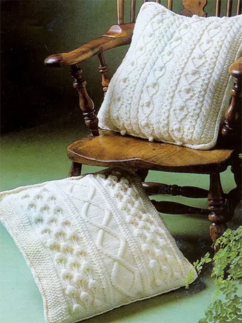 Lovely cable style cushion covers- knitting pattern. x 2 on 1 pattern