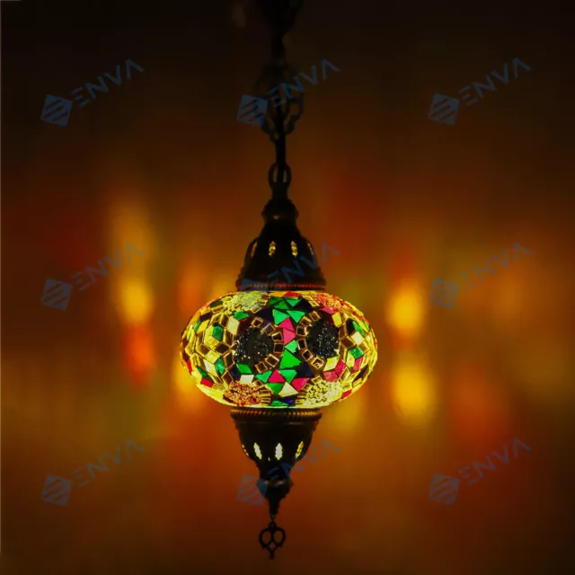 Lámpara colgante de techo de vidrio turco marroquí grande globo - LED gratis
