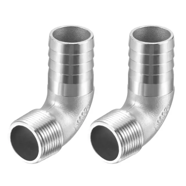 2pc 304 Stainless Steel Hose Barb Fitting Elbow 25mm x G3/4 Male Pipe Connector